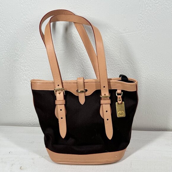 Vintage Dooney & Bourke Cabriolet Canvas & Leather Tote Shoulder Bag - Picture 1 of 13